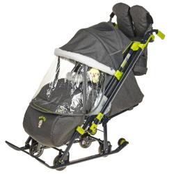 Санки-коляска НД7-7/4 в джинсовом стиле - фото