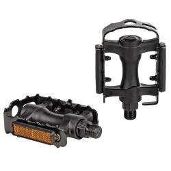 Педали FP-917, ось 9/16", пласт. корпус со стальной рамкой, черные - фото