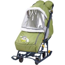 Санки-коляска "Наши Детки 2" Летчик, оливковый - фото