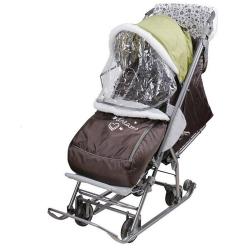 Санки-коляска Умка У3-2/5 Фьюжн, оливковый - фото