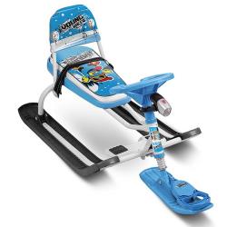 Снегокат YOUNG RACER со спинкой фонарик ТС4-1/ВГ голубой /Ника/ - фото