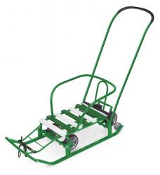 Санки Тимка 5 Универсал зеленый Т5У+/З /Ника/ спинка, толкатель, колеса - фото