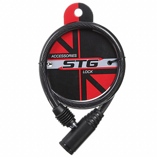 Замок-трос STG стальной, диам.10х65сm, с ключом - фото