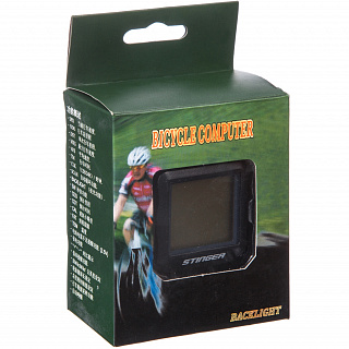 Велокомпьютер 23 функции. Проводной, подсветка, черный. - фото