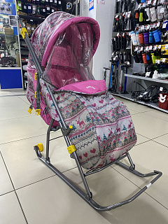 Санки-коляска Умка 3 (розовый) - фото