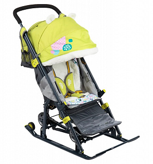 Санки-коляска "Ника Детям" НД 7-2 ("Жираф", лимонный) - фото